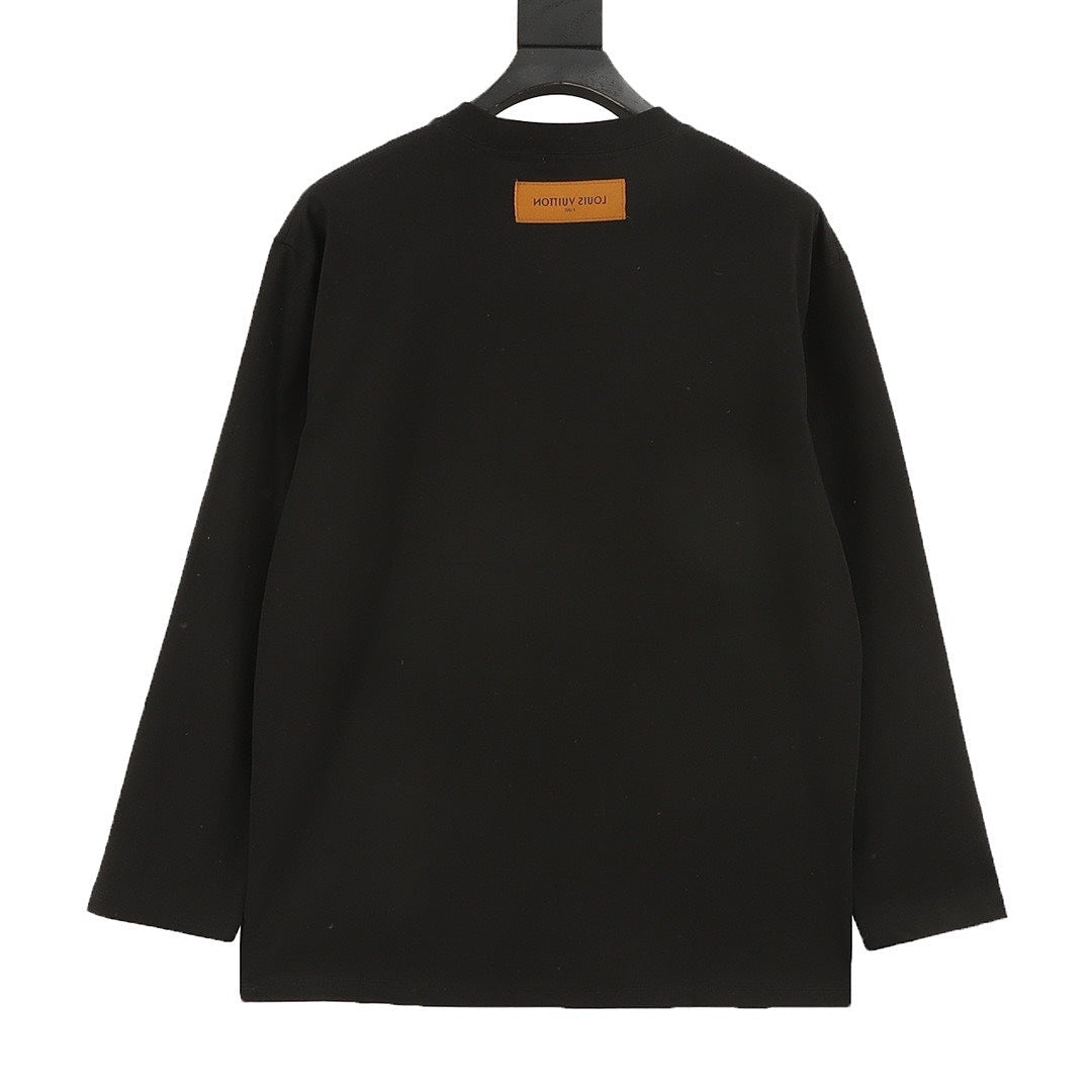 Louis Vuitton Oversized Monogram Flower Graphic Long-Sleeve T-Shirt - Black - back view