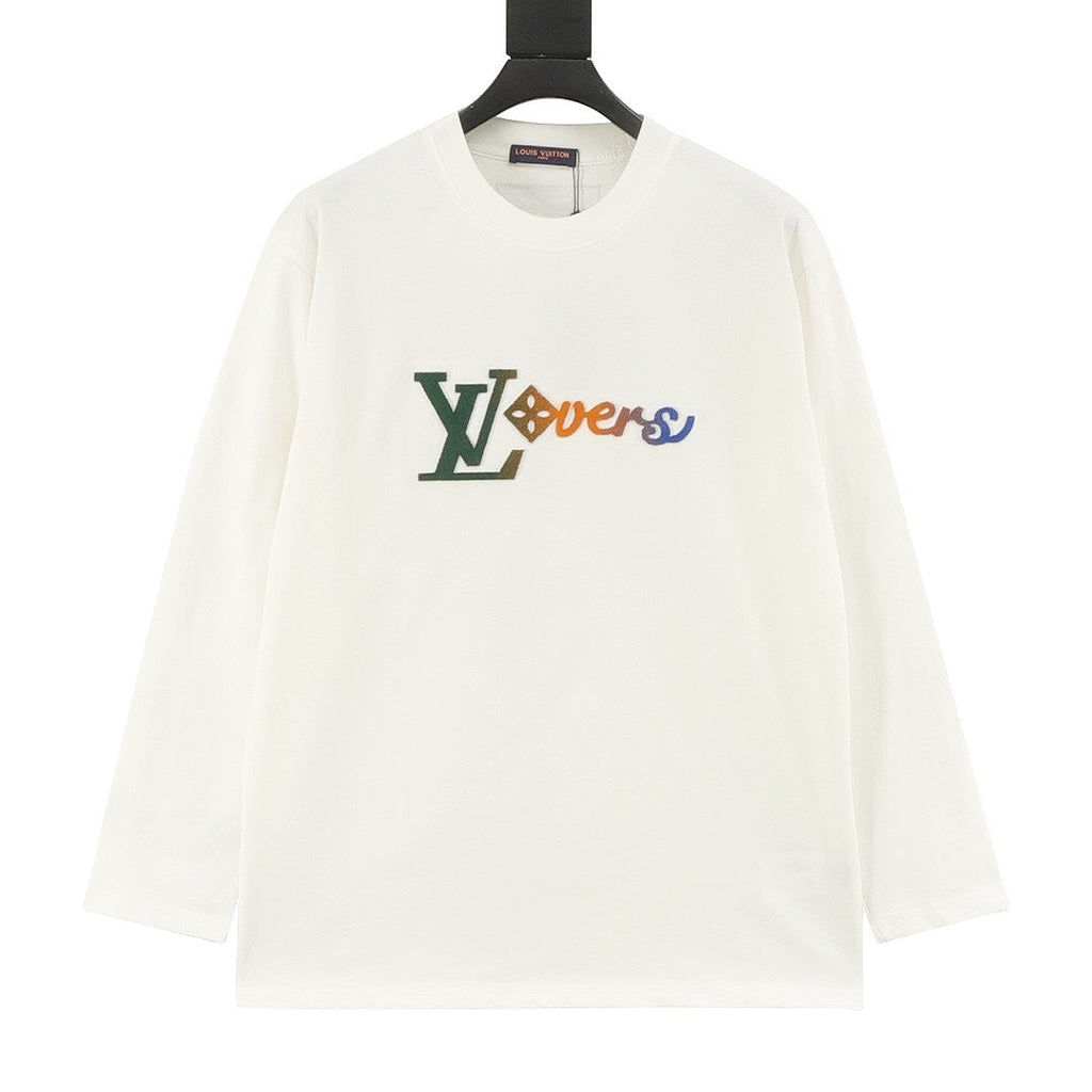 Louis Vuitton Multicolor LV Lovers Logo Long-Sleeve Crewneck T-Shirt - Ivory - front view