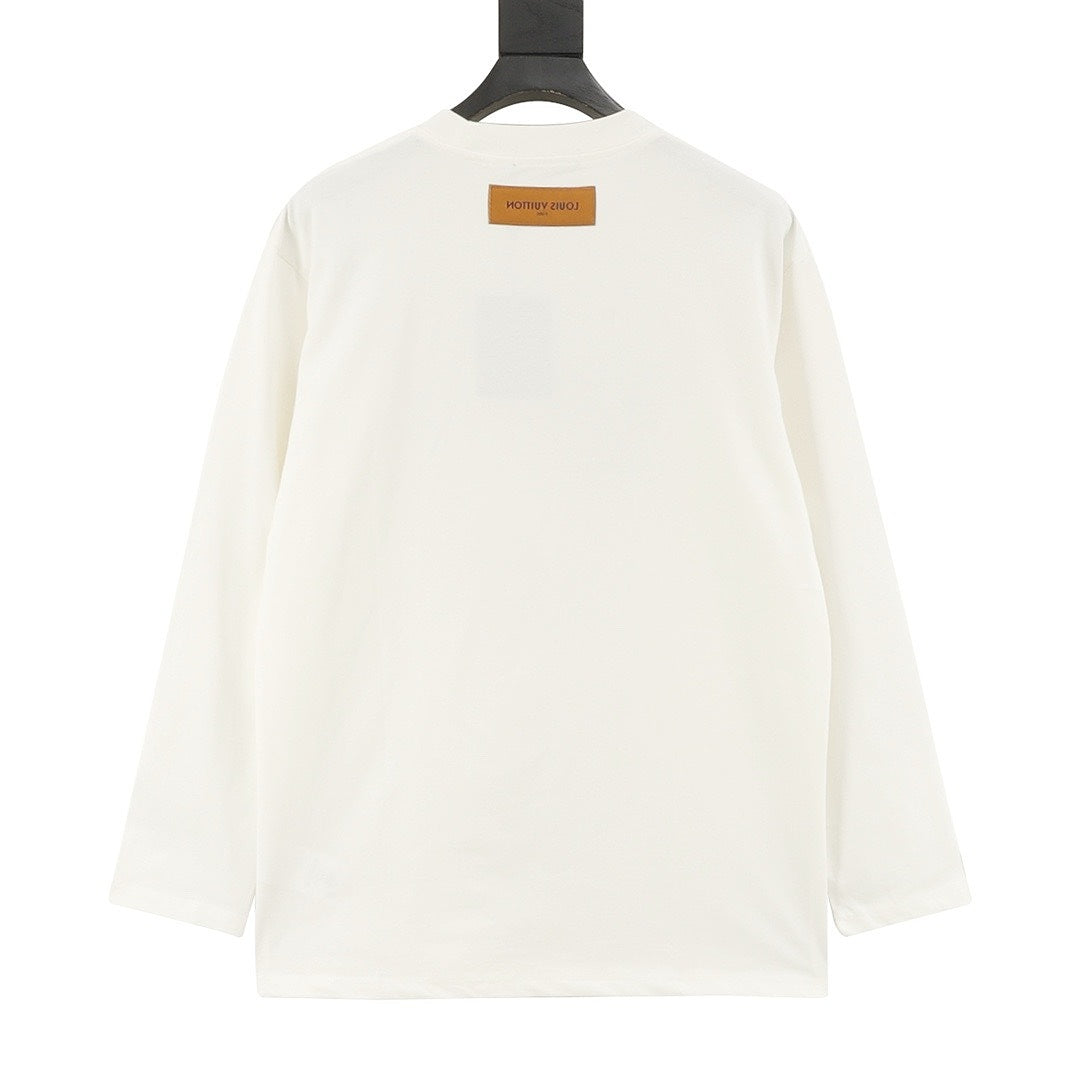 Louis Vuitton Multicolor LV Lovers Logo Long-Sleeve Crewneck T-Shirt - Ivory - back view