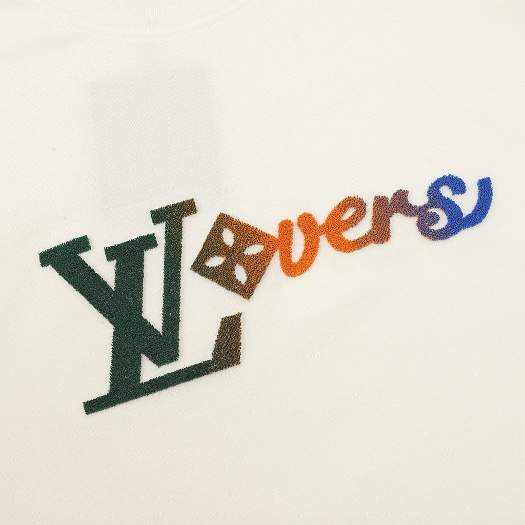 Louis Vuitton Multicolor LV Lovers Logo Long-Sleeve Crewneck T-Shirt - Ivory - detail view 3