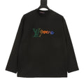 Louis Vuitton Multicolor LV Lovers Logo Long-Sleeve Crewneck T-Shirt - Black - front view