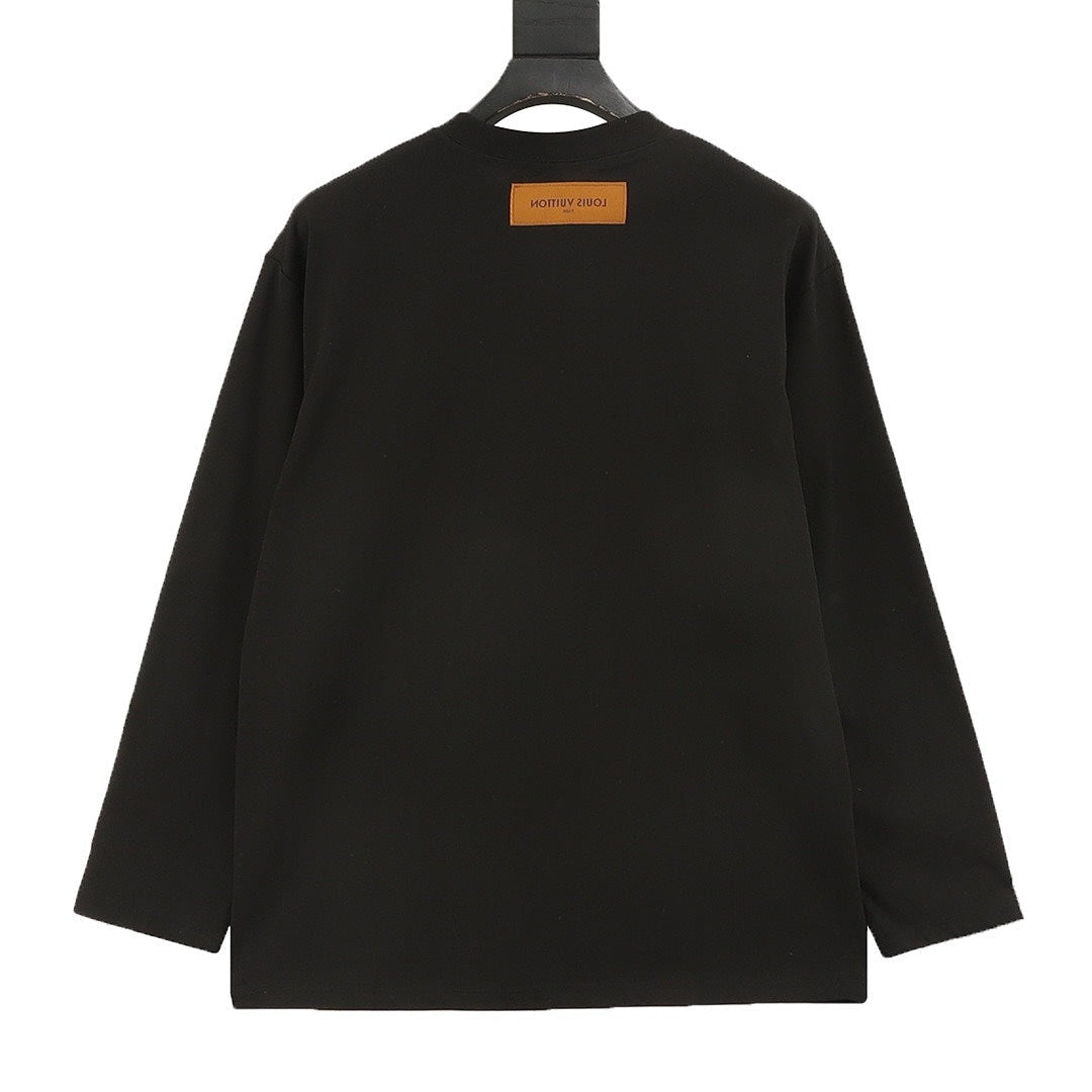 Louis Vuitton Multicolor LV Lovers Logo Long-Sleeve Crewneck T-Shirt - Black - back view