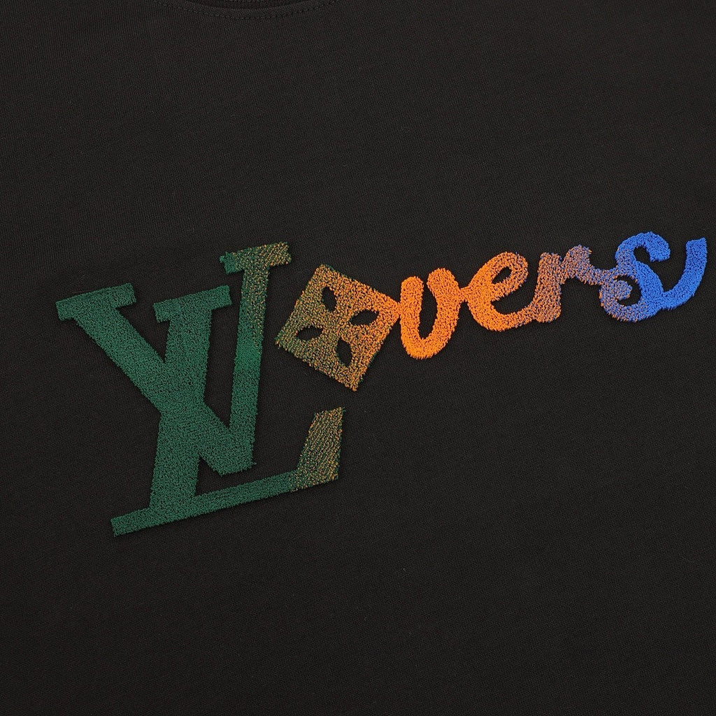 Louis Vuitton Multicolor LV Lovers Logo Long-Sleeve Crewneck T-Shirt - Black - detail view 3