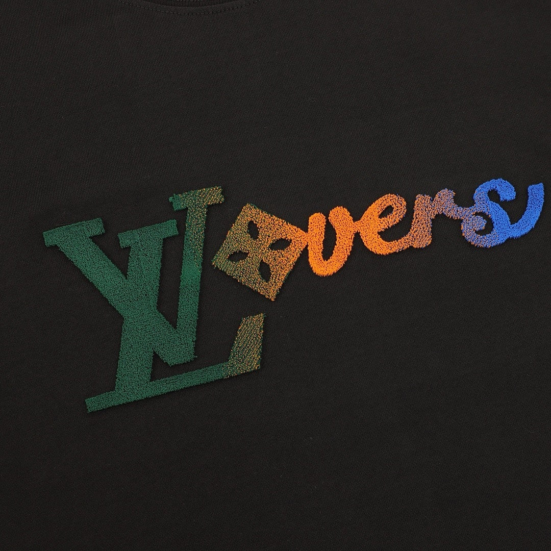 Louis Vuitton Multicolor LV Lovers Logo Long-Sleeve Crewneck T-Shirt - Black - detail view 3