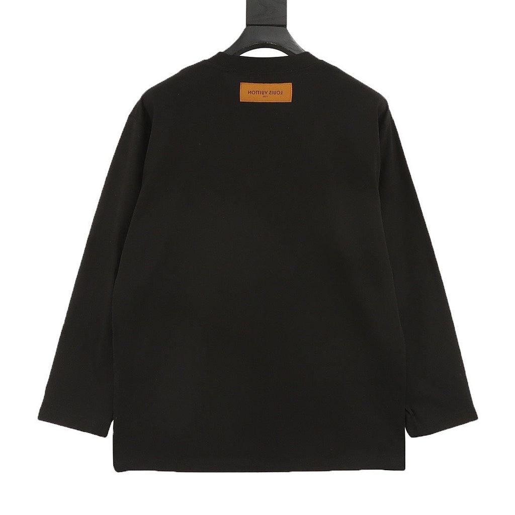 Louis Vuitton Multicolor Monogram Embroidered Long-Sleeve T-Shirt - Black - back view
