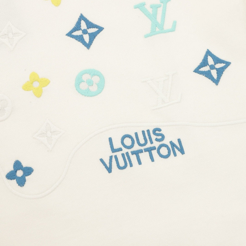 Louis Vuitton Pastel Monogram Embroidered Long-Sleeve T-Shirt - Ivory - detail view 3