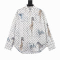 Louis Vuitton Animal Illustration Monogram Long-Sleeve Button-Up Shirt - White - front view