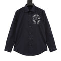Louis Vuitton Gothic Chest Emblem Long-Sleeve Button-Up Shirt - Navy - front view