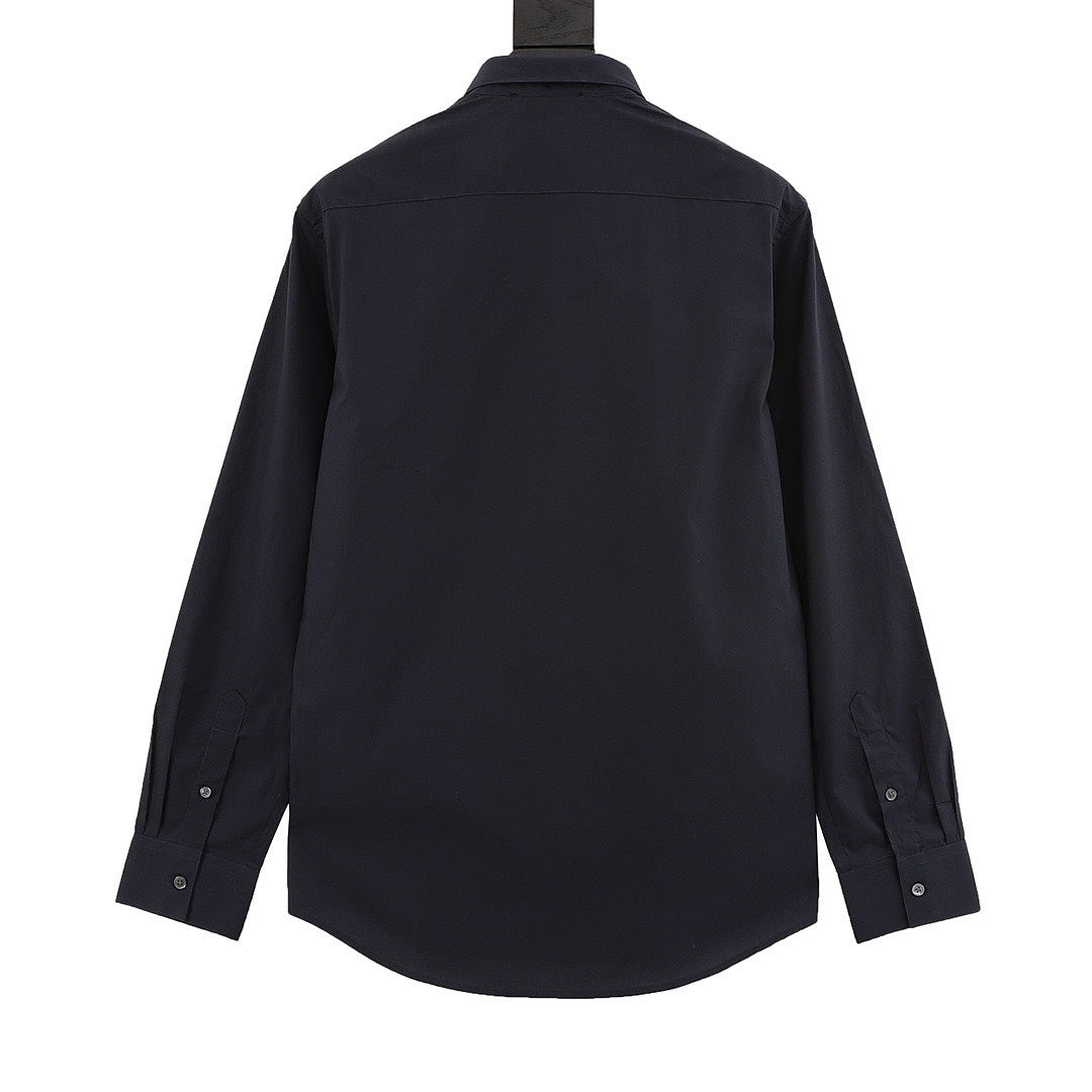 Louis Vuitton Gothic Chest Emblem Long-Sleeve Button-Up Shirt - Navy - back view