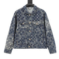 Louis Vuitton Pixel Check Denim Trucker Jacket with Chest Pockets - Blue - front view