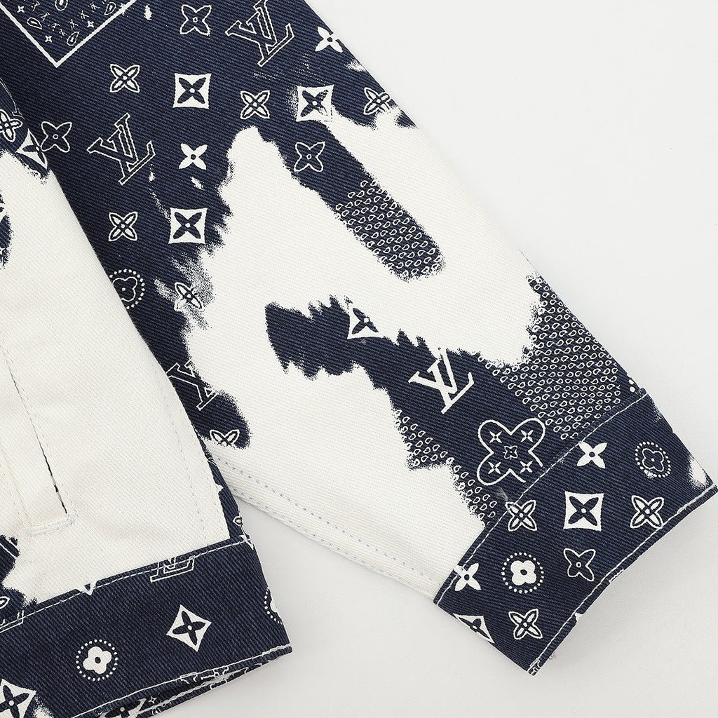 Louis Vuitton Monogram Bandana Print Denim Trucker Jacket - Navy and White - detail view 2