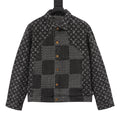 Louis Vuitton Monogram and Checkerboard Panel Denim Jacket - Charcoal - front view