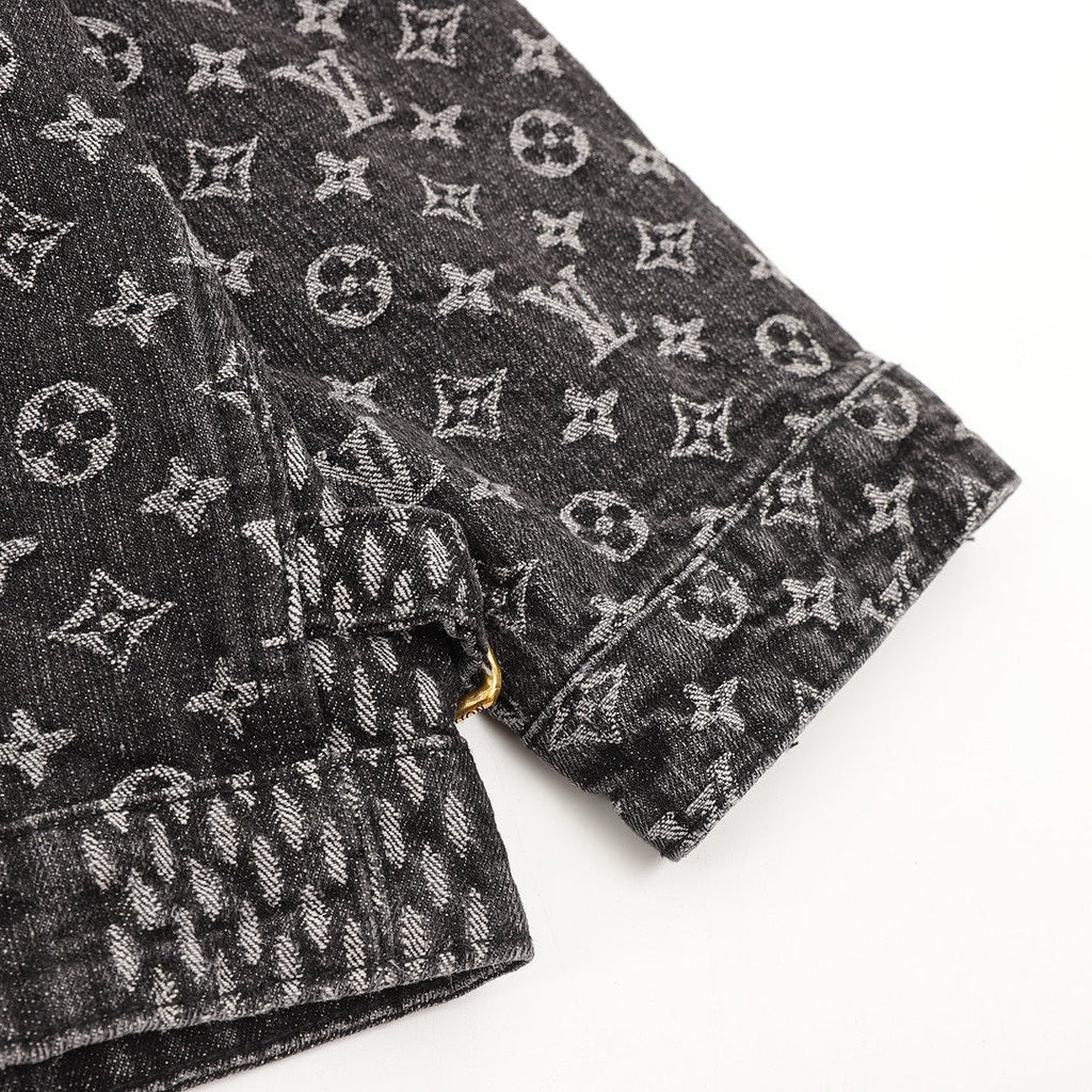 Louis Vuitton Monogram and Checkerboard Panel Denim Jacket - Charcoal - detail view 2