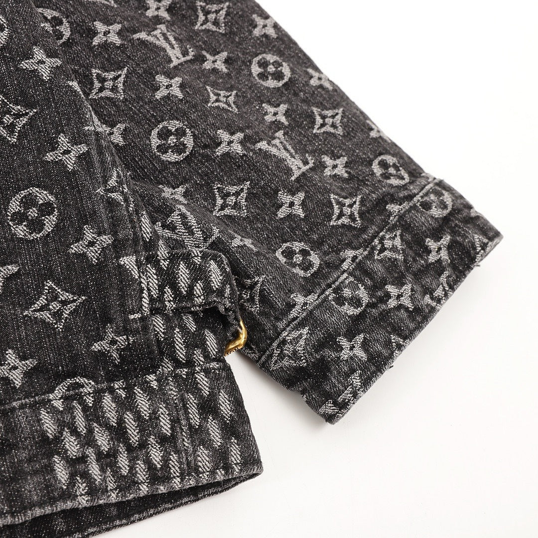 Louis Vuitton Monogram and Checkerboard Panel Denim Jacket - Charcoal - detail view 2