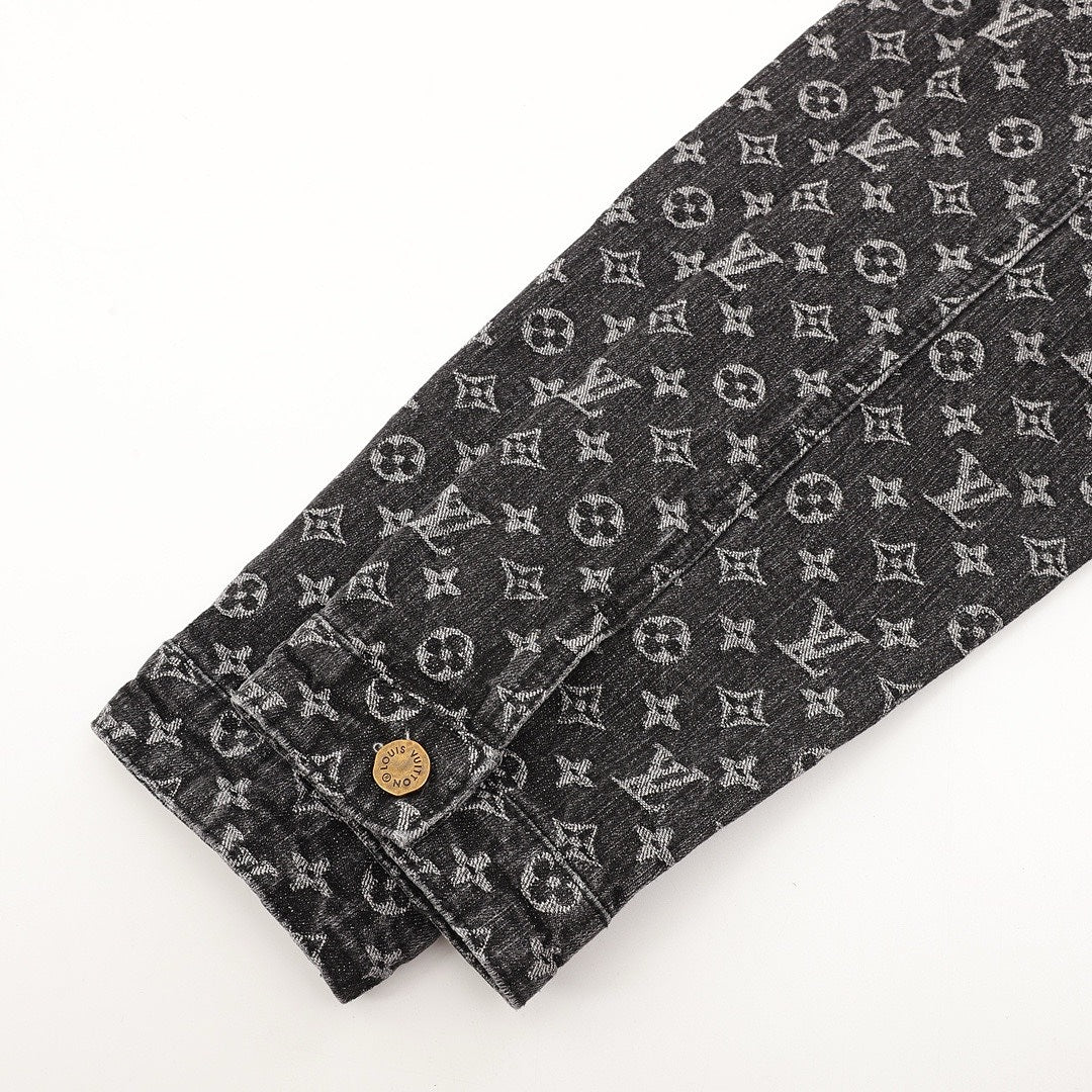 Louis Vuitton Monogram and Checkerboard Panel Denim Jacket - Charcoal - detail view 3