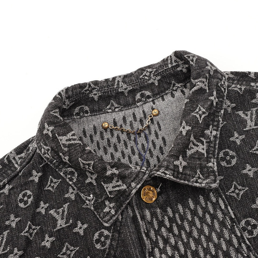 Louis Vuitton Monogram and Checkerboard Panel Denim Jacket - Charcoal - detail view 4