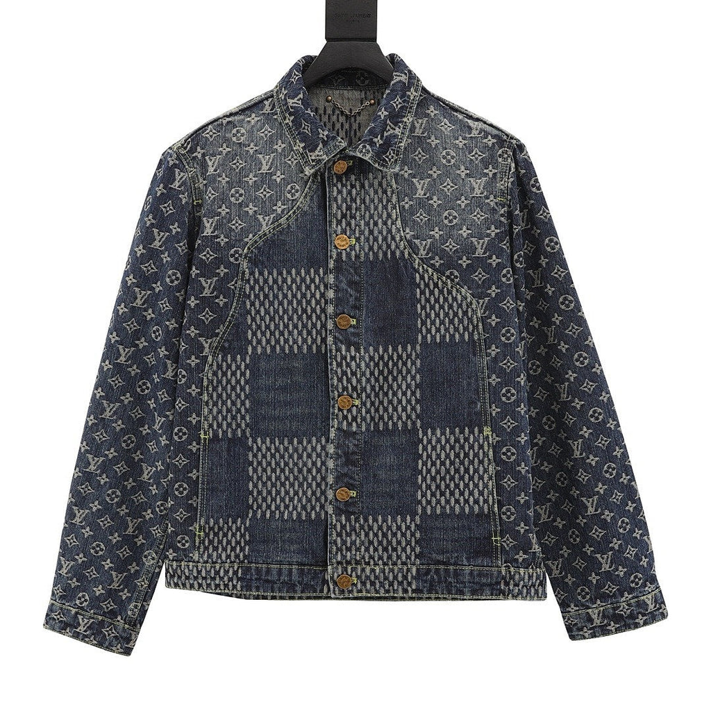 Louis Vuitton Monogram and Checkerboard Panel Denim Jacket - Indigo - front view