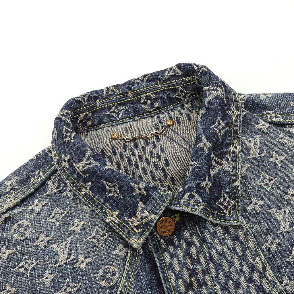 Louis Vuitton Monogram and Checkerboard Panel Denim Jacket - Indigo - detail view 1