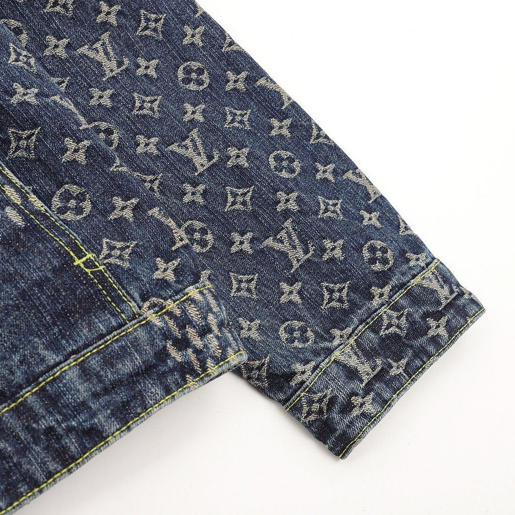 Louis Vuitton Monogram and Checkerboard Panel Denim Jacket - Indigo - detail view 2