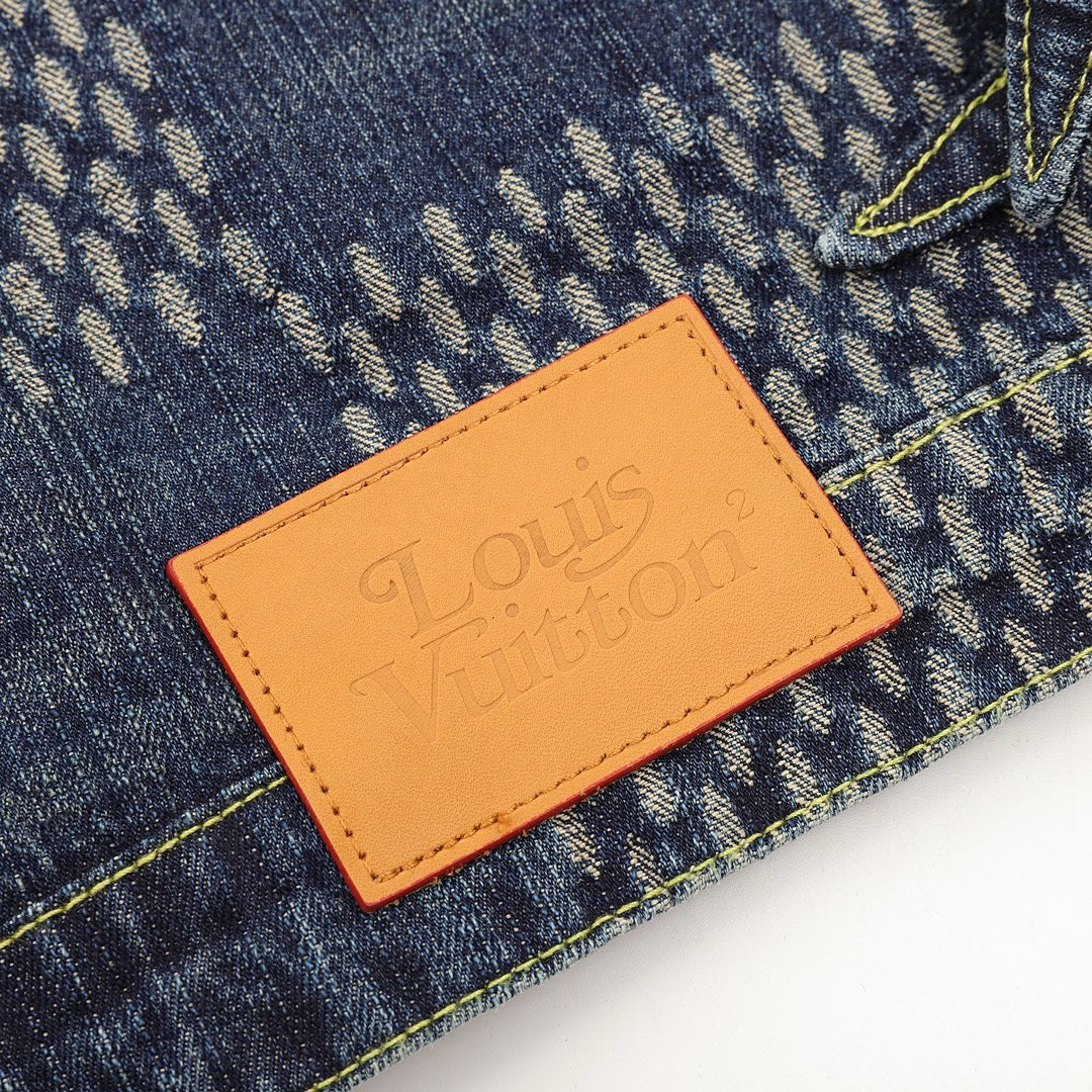 Louis Vuitton Monogram and Checkerboard Panel Denim Jacket - Indigo - detail view 4