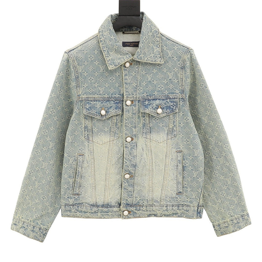 Louis Vuitton Faded Monogram Denim Trucker Jacket - Light Blue - front view