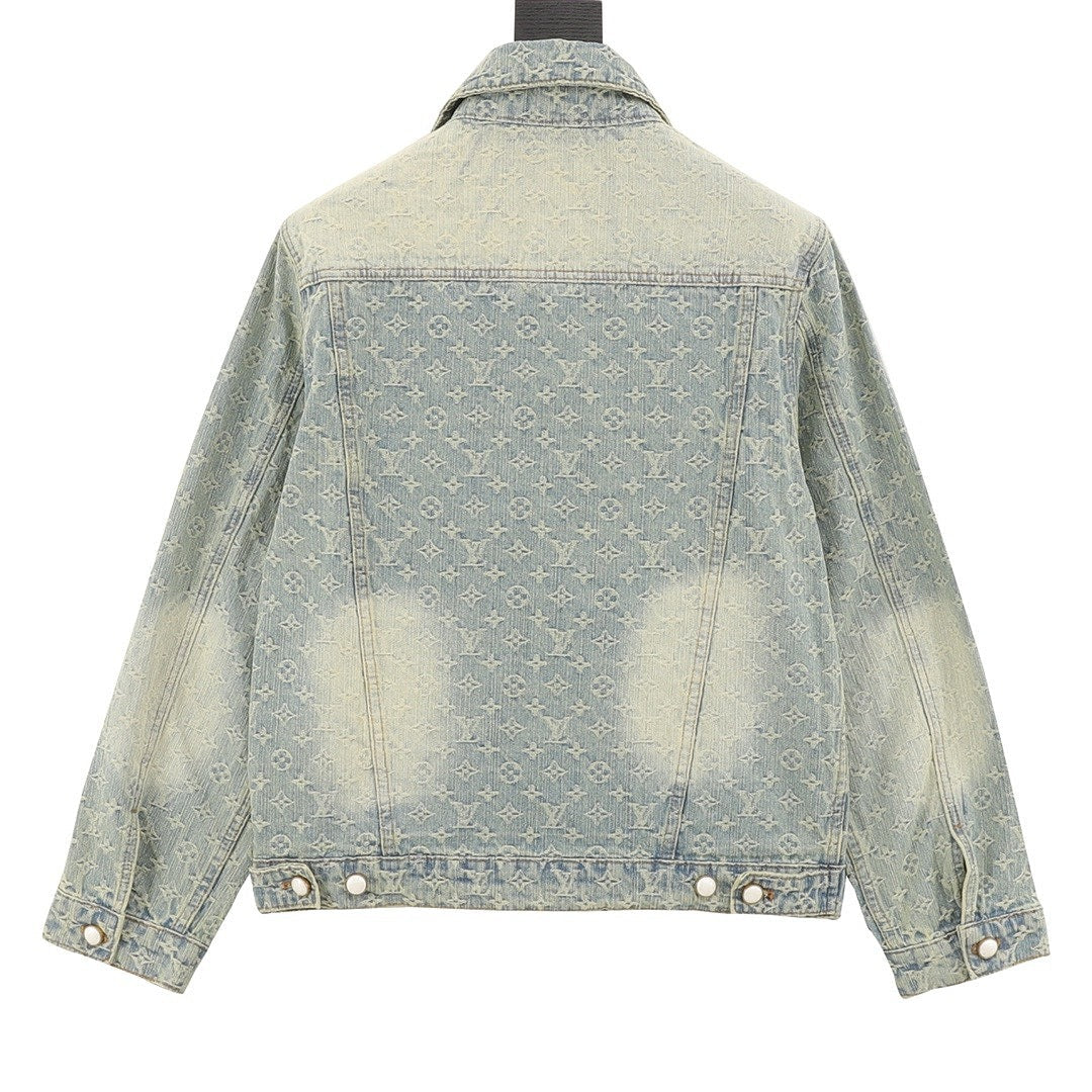 Louis Vuitton Faded Monogram Denim Trucker Jacket - Light Blue - back view
