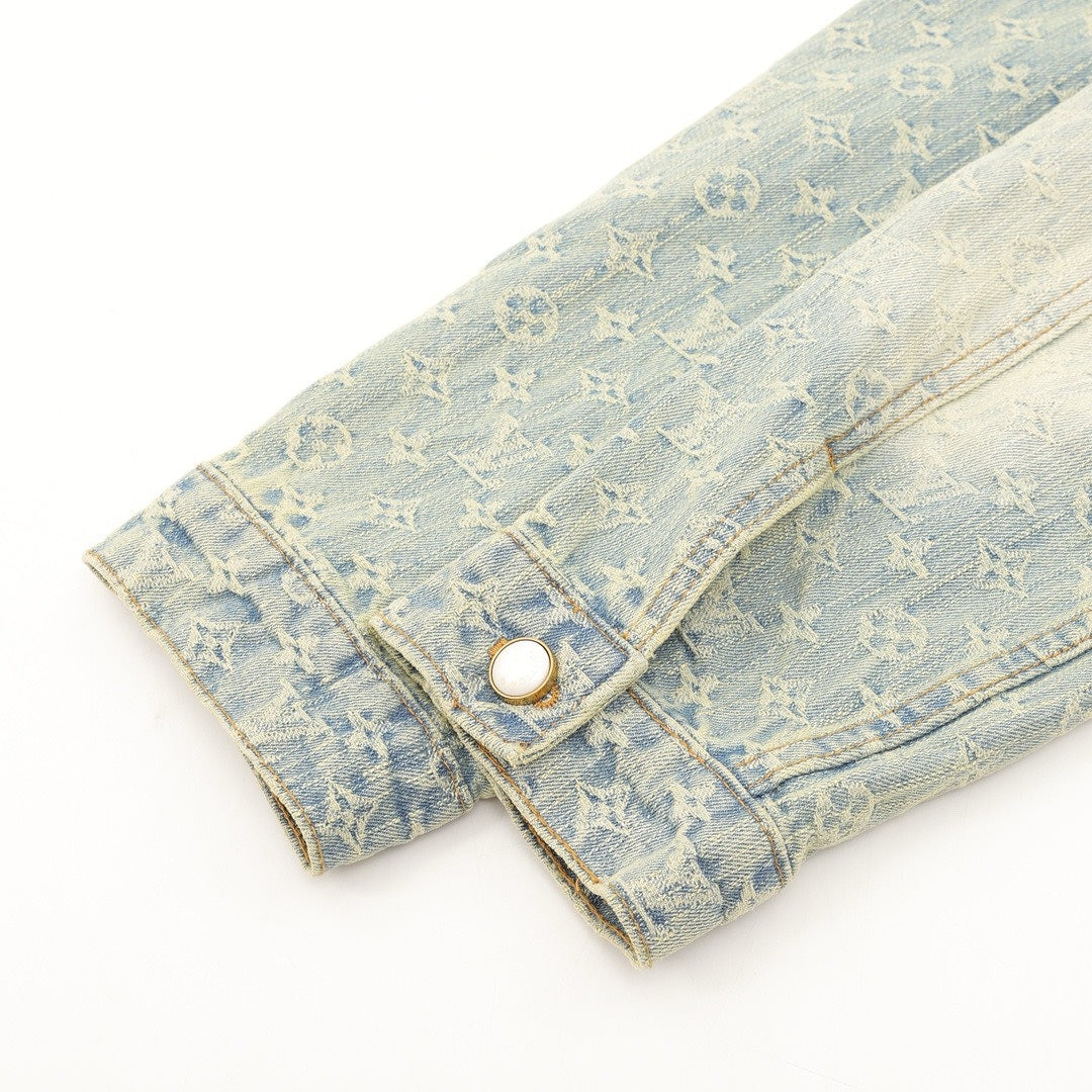 Louis Vuitton Faded Monogram Denim Trucker Jacket - Light Blue - detail view 1