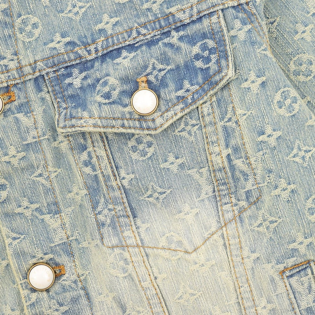 Louis Vuitton Faded Monogram Denim Trucker Jacket - Light Blue - detail view 3