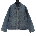Louis Vuitton Tonal Monogram Pocket Zip-Up Denim Jacket - Washed Blue - front view