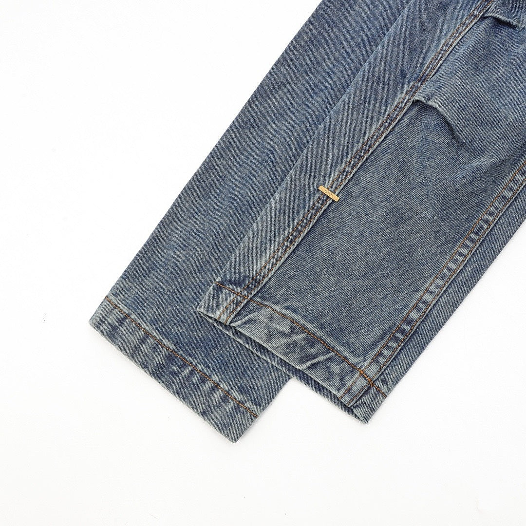 Louis Vuitton Tonal Monogram Pocket Zip-Up Denim Jacket - Washed Blue - detail view 2