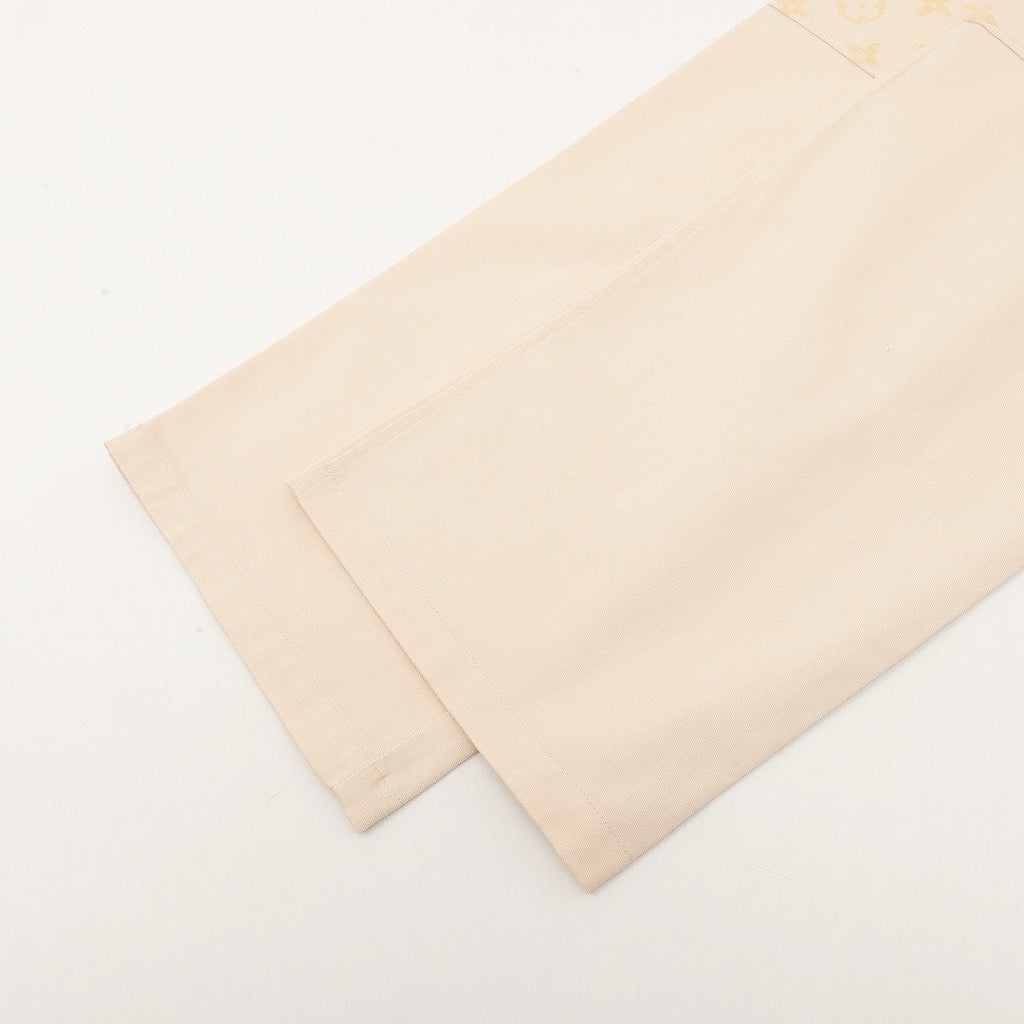 Louis Vuitton Tonal Monogram Panel Wide-Leg Jeans - Cream - detail view 2