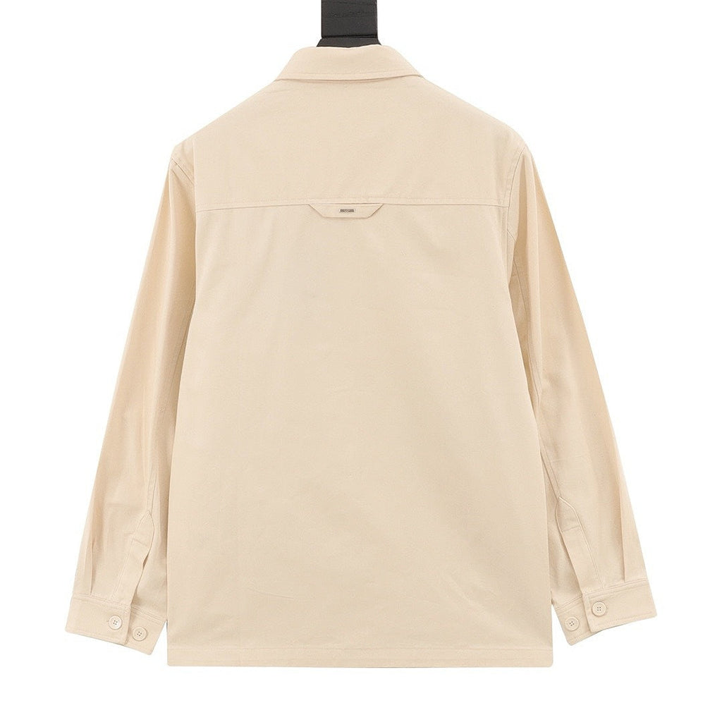 Louis Vuitton Tonal Monogram Chest-Panel Denim Shirt Jacket - Cream - back view