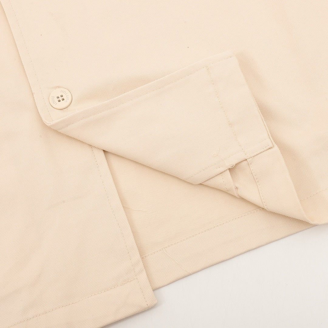 Louis Vuitton Tonal Monogram Chest-Panel Denim Shirt Jacket - Cream - detail view 1