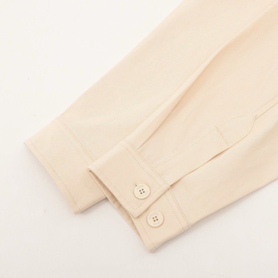 Louis Vuitton Tonal Monogram Chest-Panel Denim Shirt Jacket - Cream - detail view 2