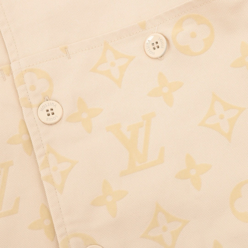 Louis Vuitton Tonal Monogram Chest-Panel Denim Shirt Jacket - Cream - detail view 3