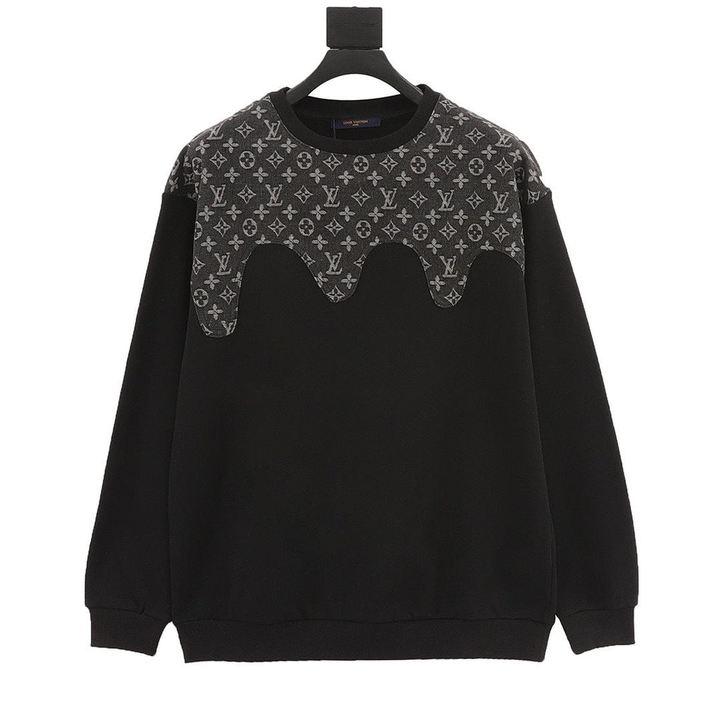 Louis Vuitton Monogram Wave-Panel Crewneck Sweatshirt - Black - front view