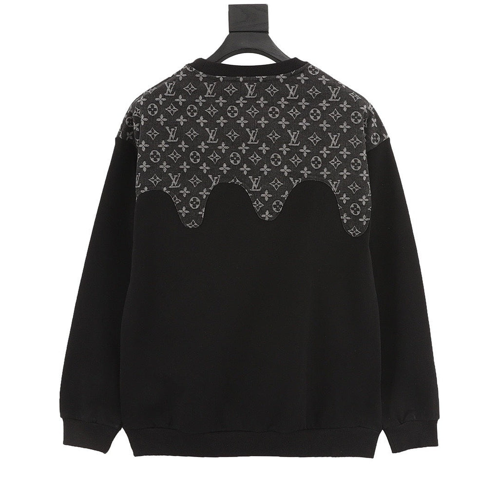 Louis Vuitton Monogram Wave-Panel Crewneck Sweatshirt - Black - back view