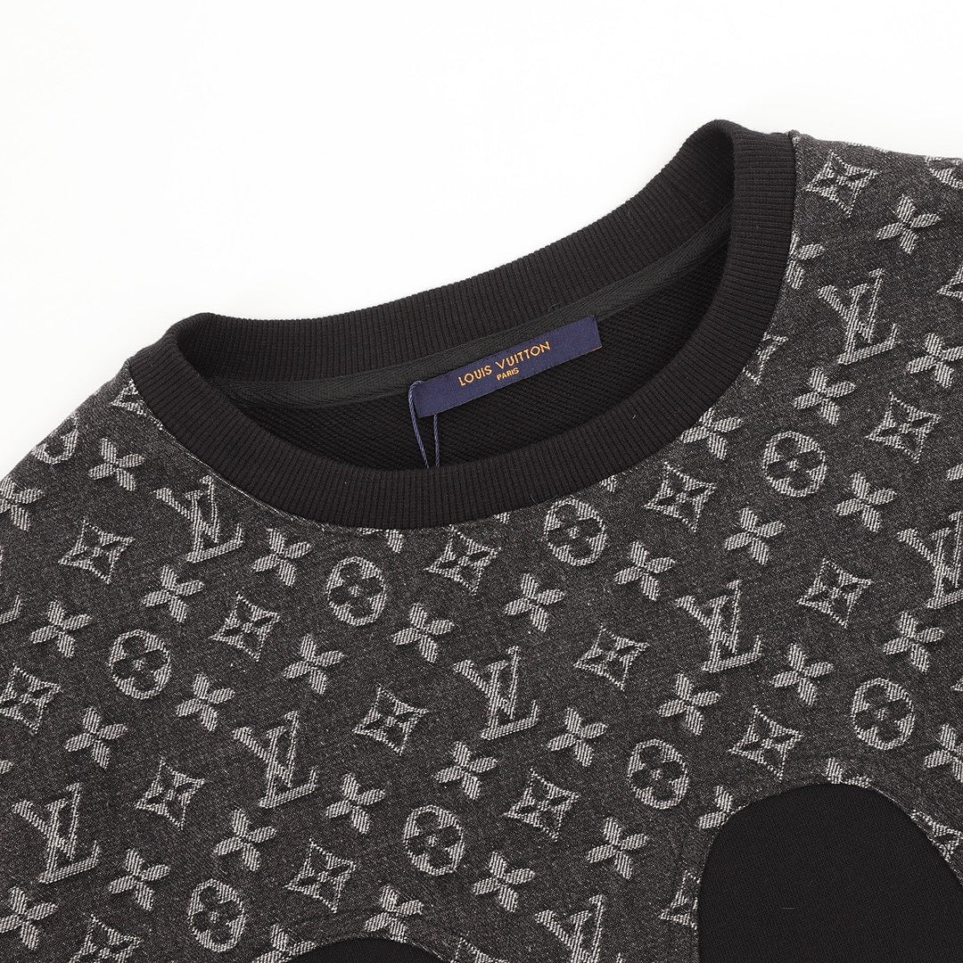 Louis Vuitton Monogram Wave-Panel Crewneck Sweatshirt - Black - detail view 4