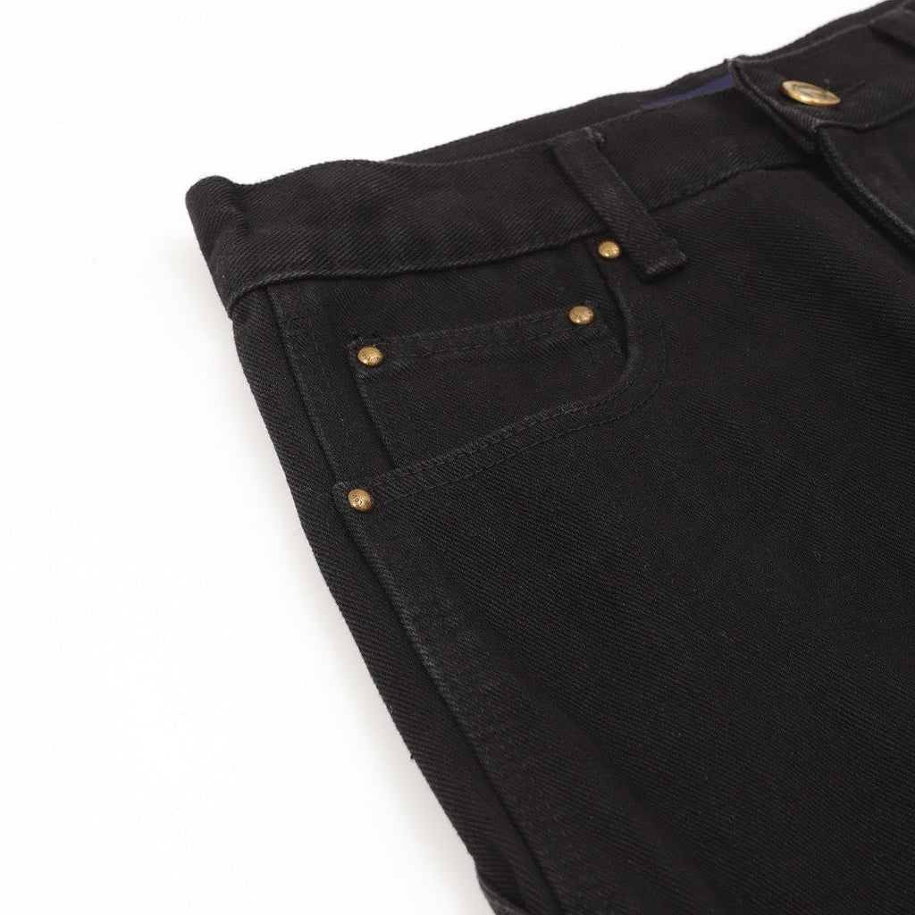 Louis Vuitton Tonal Raised Monogram Carpenter Jeans - Black - detail view 3