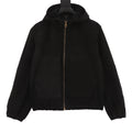 Louis Vuitton Tonal Monogram Pocket Hooded Zip-Up Denim Jacket - Black - front view