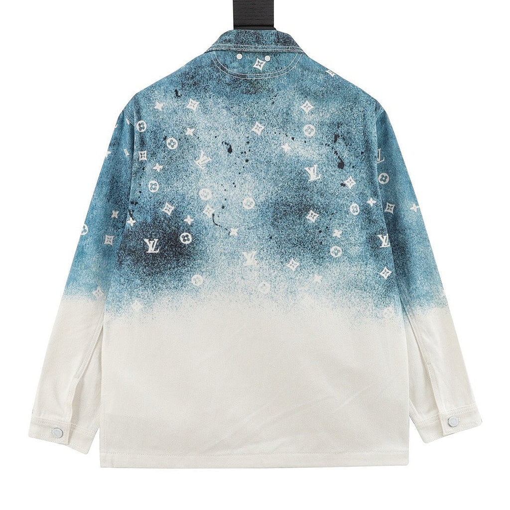 Louis Vuitton Gradient Monogram Long-Sleeve Denim Shirt - Blue and Ivory - back view