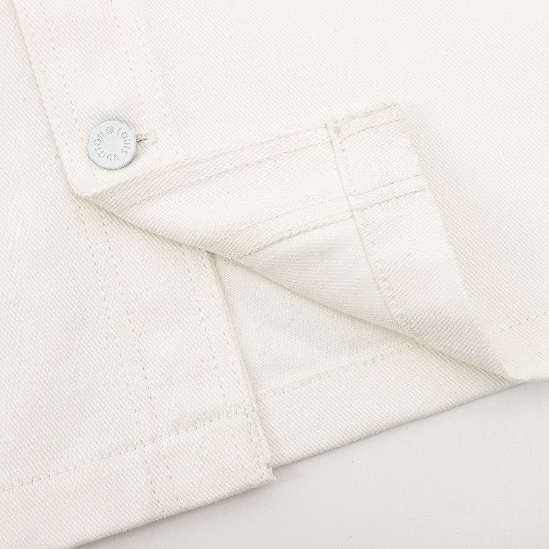 Louis Vuitton Gradient Monogram Long-Sleeve Denim Shirt - Blue and Ivory - detail view 1