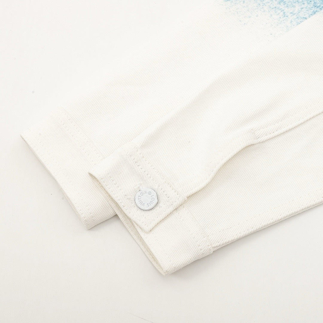 Louis Vuitton Gradient Monogram Long-Sleeve Denim Shirt - Blue and Ivory - detail view 2