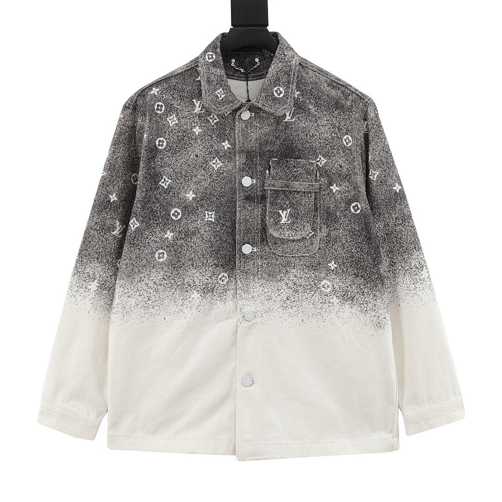 Louis Vuitton Gradient Monogram Long-Sleeve Denim Shirt - Charcoal and Ivory - front view