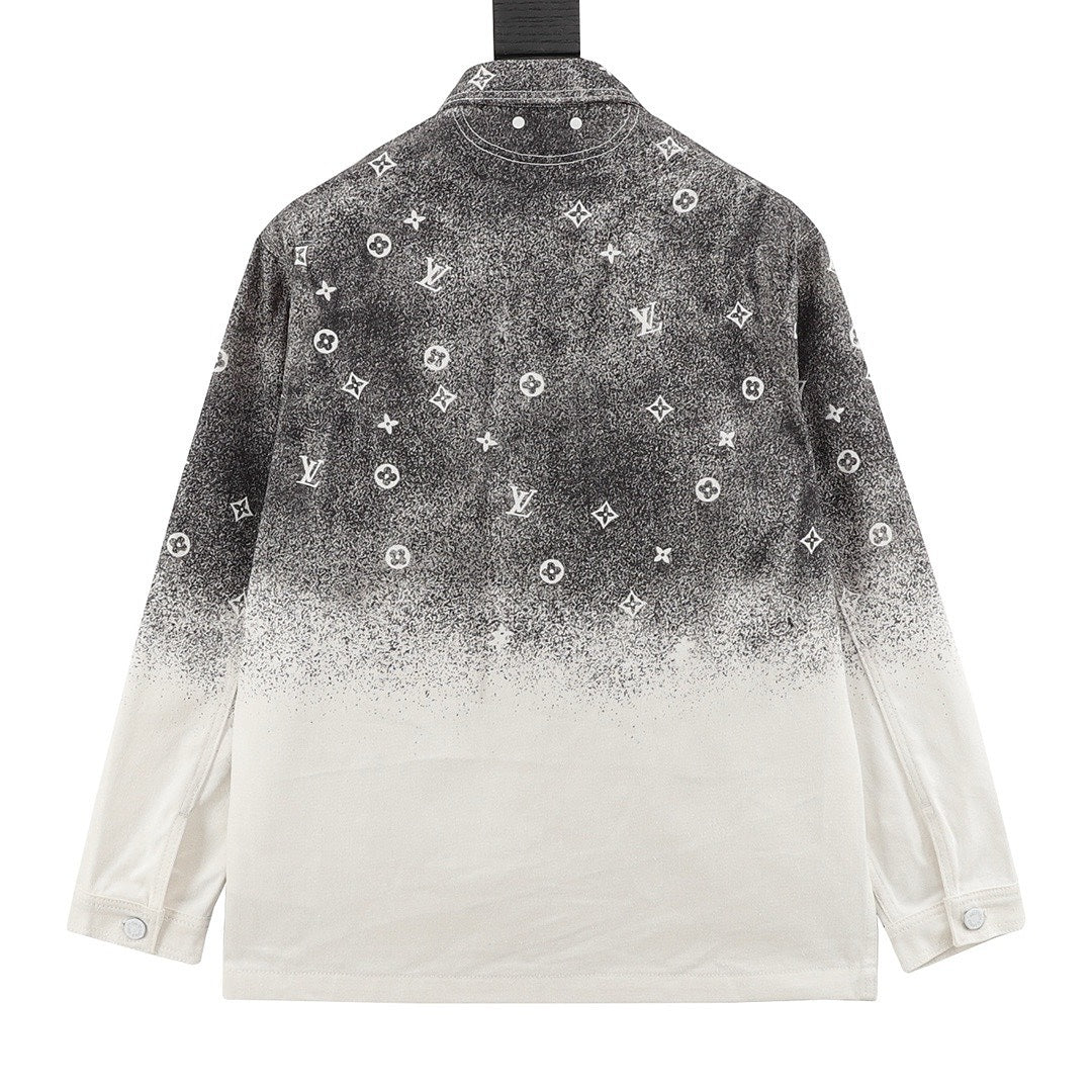 Louis Vuitton Gradient Monogram Long-Sleeve Denim Shirt - Charcoal and Ivory - back view
