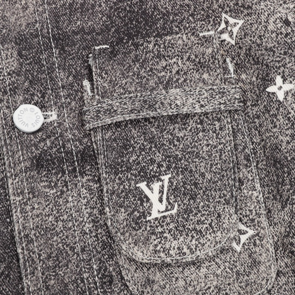 Louis Vuitton Gradient Monogram Long-Sleeve Denim Shirt - Charcoal and Ivory - detail view 3