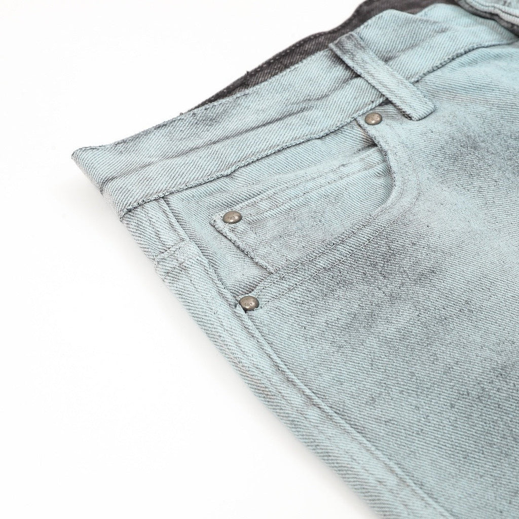 Louis Vuitton Gradient Monogram Embroidered Straight-Leg Jeans - Ice Blue and Black - detail view 2
