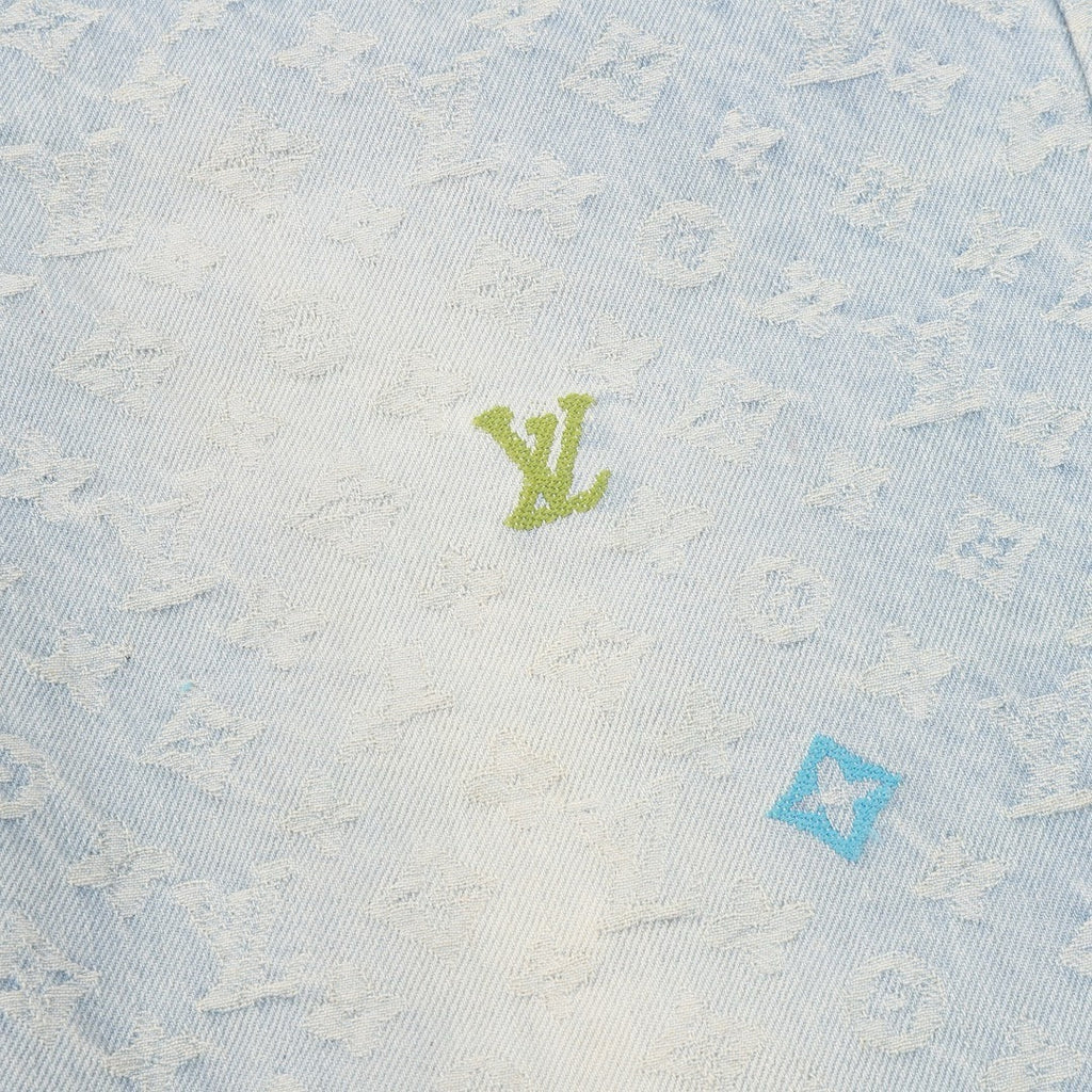Louis Vuitton Pastel Monogram Embroidered Jeans - Light Wash Blue - detail view 2