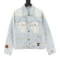 Louis Vuitton Pastel Monogram Embroidered Denim Trucker Jacket - Light Blue - front view