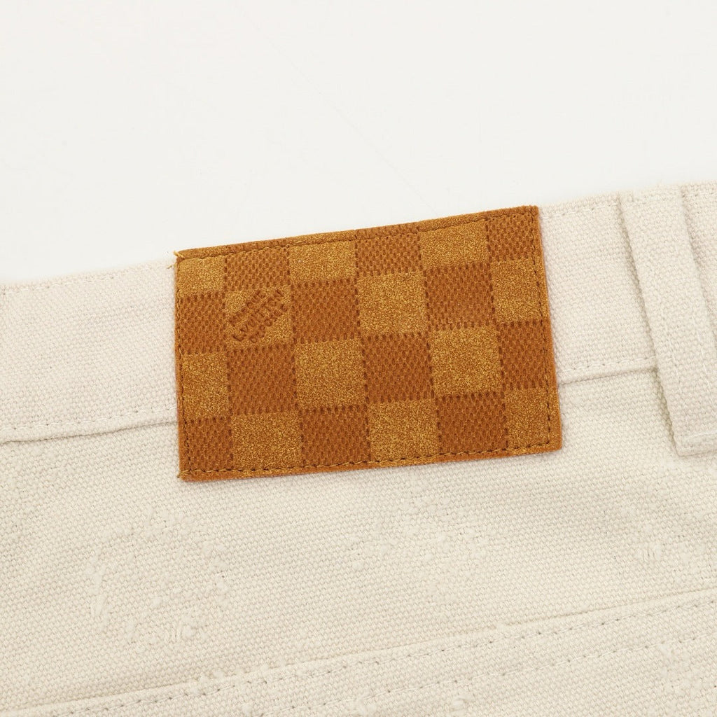 Louis Vuitton Tonal Monogram Wide-Leg Denim Jeans - Ivory - detail view 1